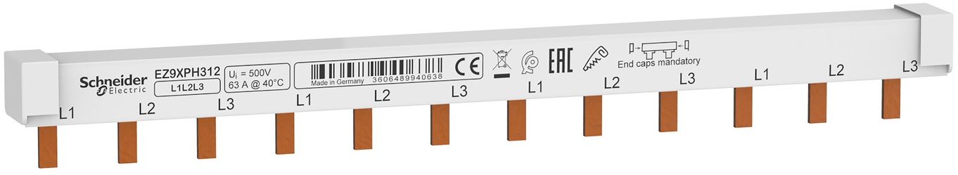 Шина гребенчатая Schneider Electric Easy9, 63A, 3P, 12 модулей (EZ9XPH312)