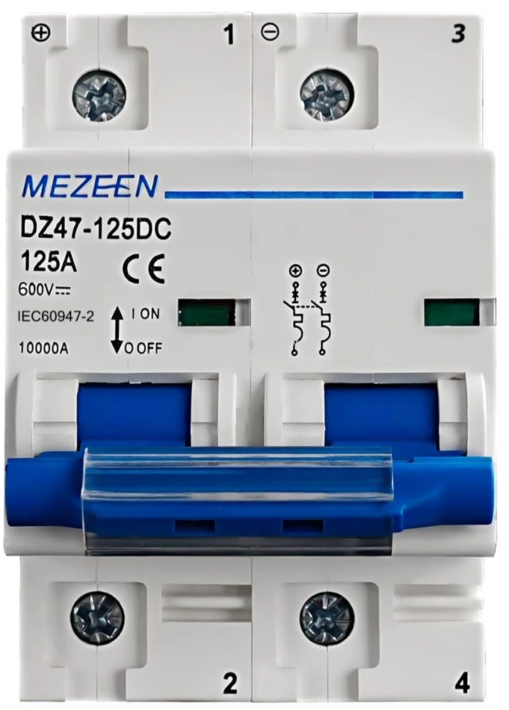 Автоматичний вимикач Mezeen DZ47-125DC, 2P, 125A, 10kA