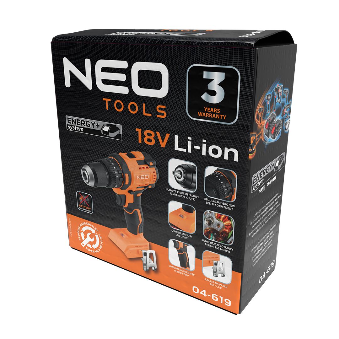Дрель-шуруповерт Neo Tools Energy+ 04-619 внешний вид - фото 9