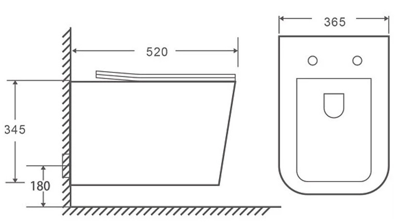 Armaform Elan Rimless с сиденьем Slim (1622-220-00) Габаритные размеры