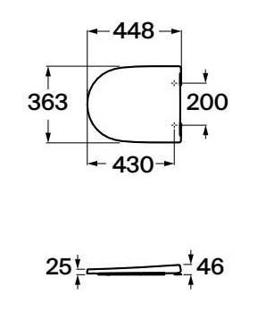 Roca Ona soft-close A801E12081 Габаритные размеры