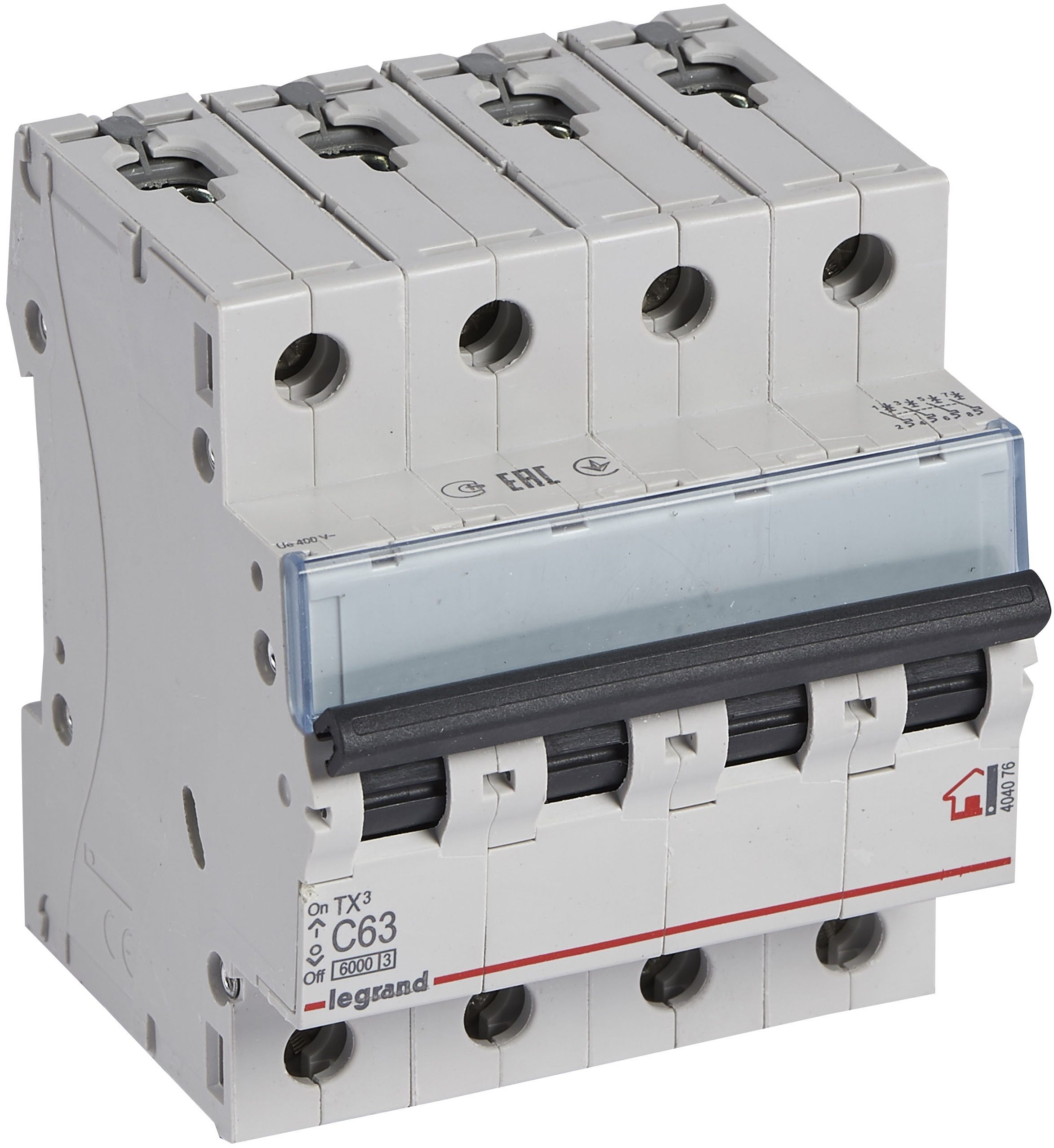Автоматичний вимикач Legrand TX3 4P, 63A, C, 6kA (404076)