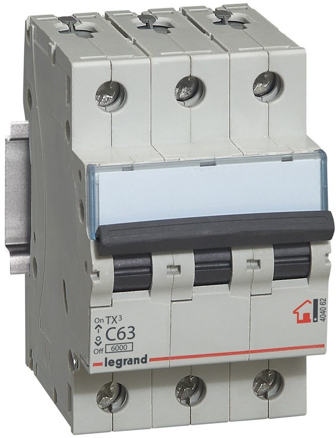 Автоматичний вимикач Legrand TX3 3P, 63A, C, 6kA (404062)