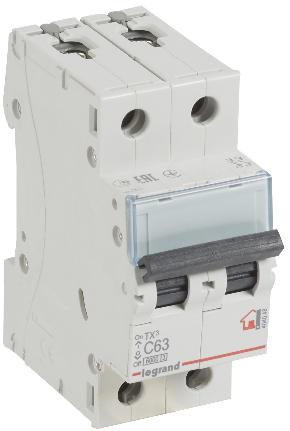 Автоматичний вимикач Legrand TX3 2P, 63A, C, 6kA (404048)