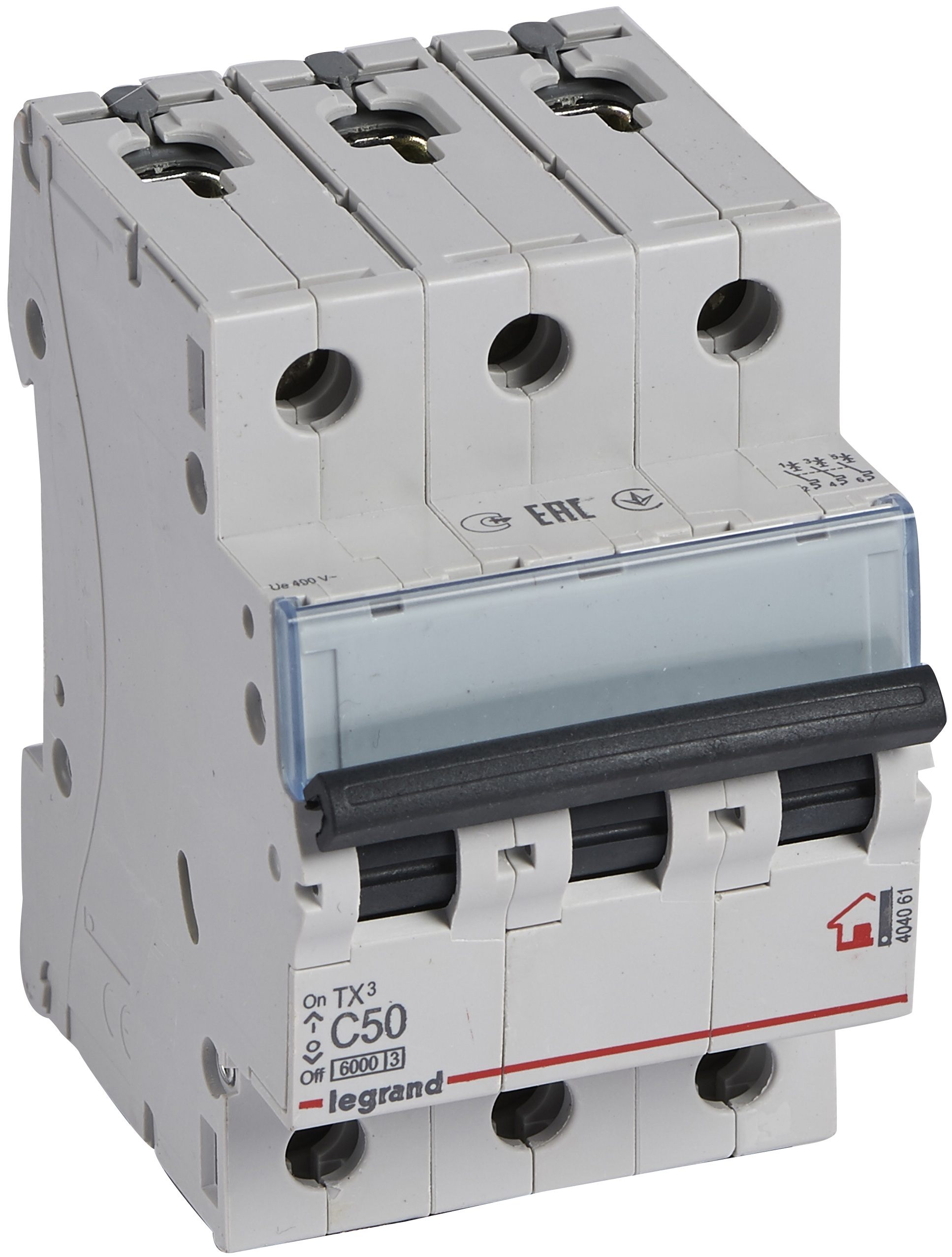 Автоматичний вимикач Legrand TX3 3P, 50A, C, 6kA (404061)