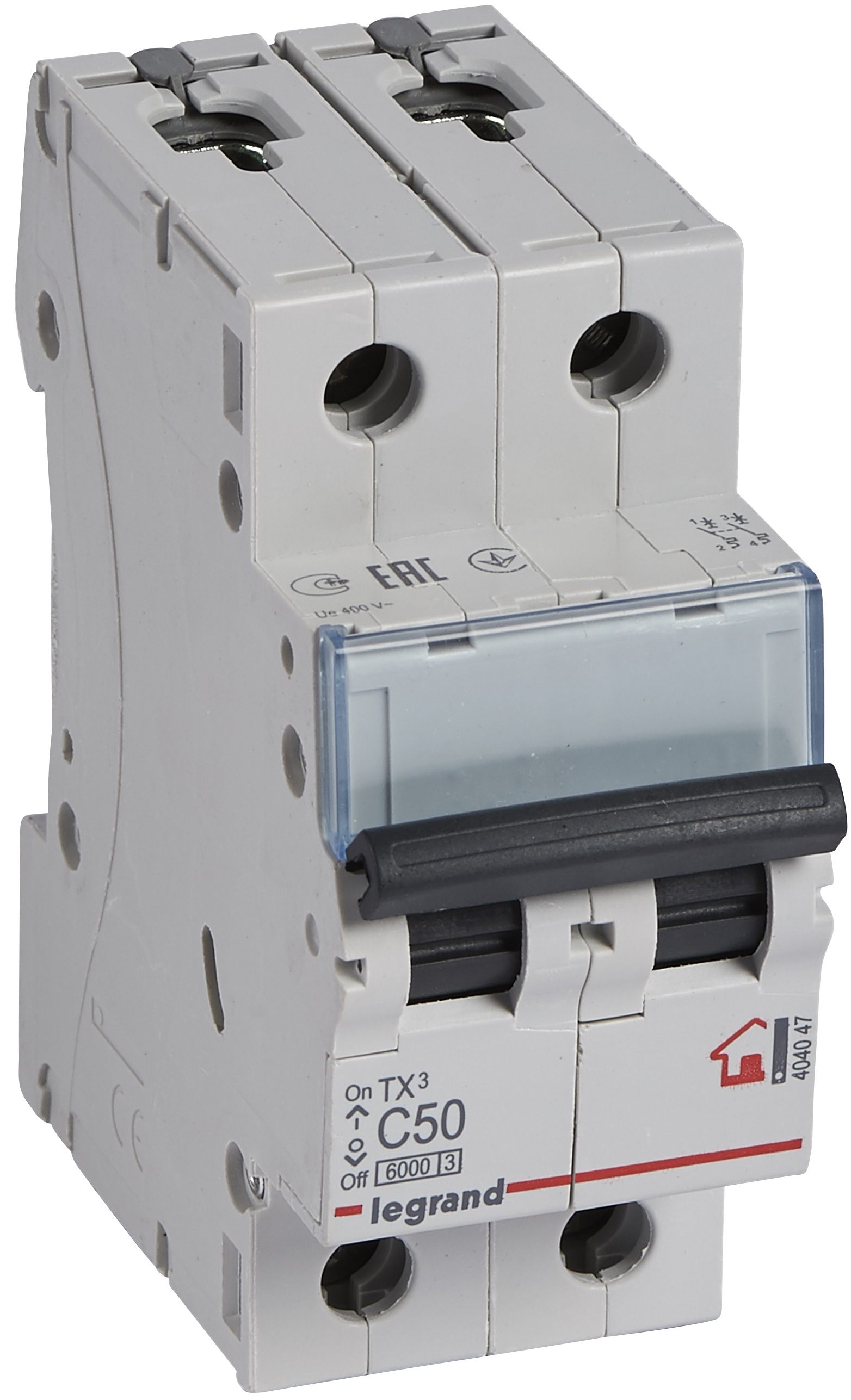 Автоматичний вимикач Legrand TX3 2P, 50A, C, 6kA (404047)