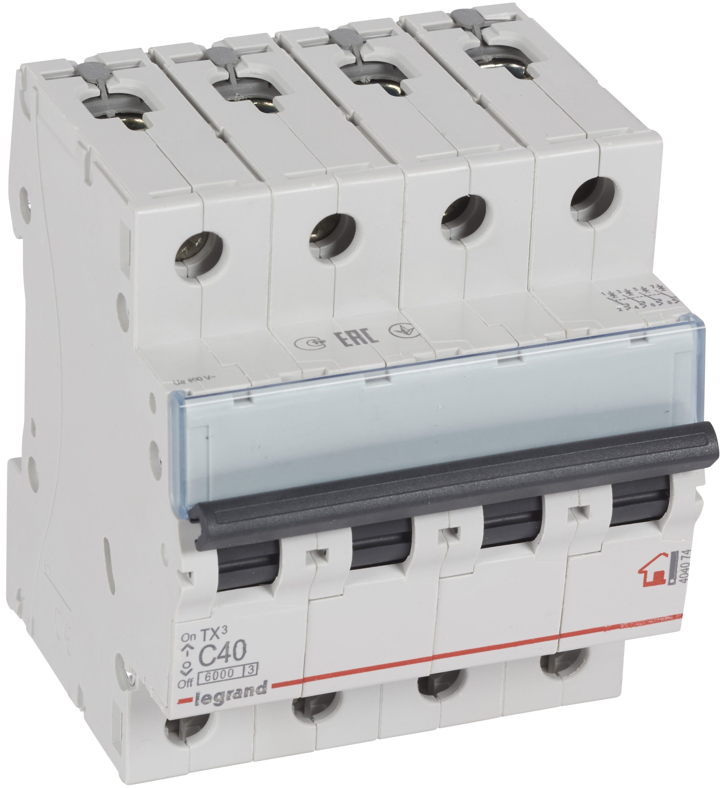 Автоматичний вимикач Legrand TX3 4P, 40A, C, 6kA (404074)
