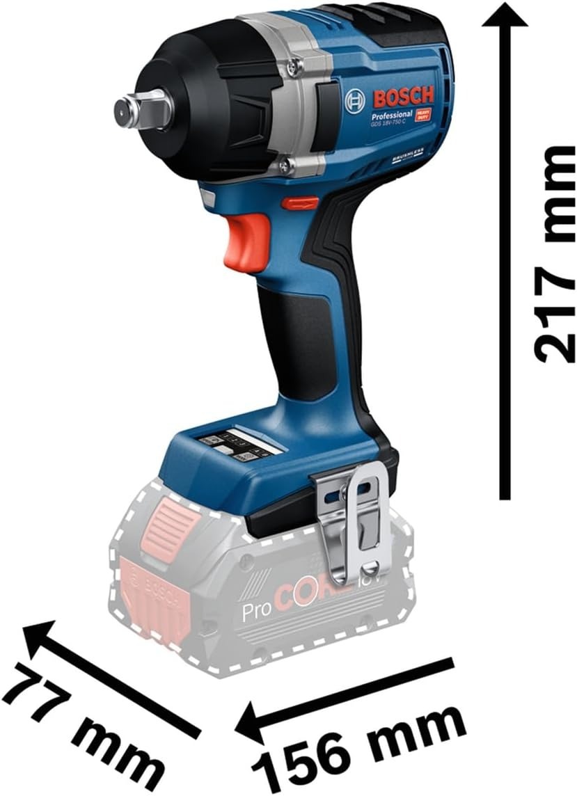 Bosch GDS 18V-750C (06019L9000) Габаритные размеры