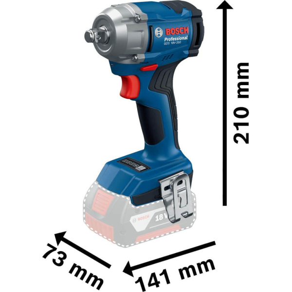 Bosch IDS GDS 18V-350 (06019M5021) Габаритные размеры