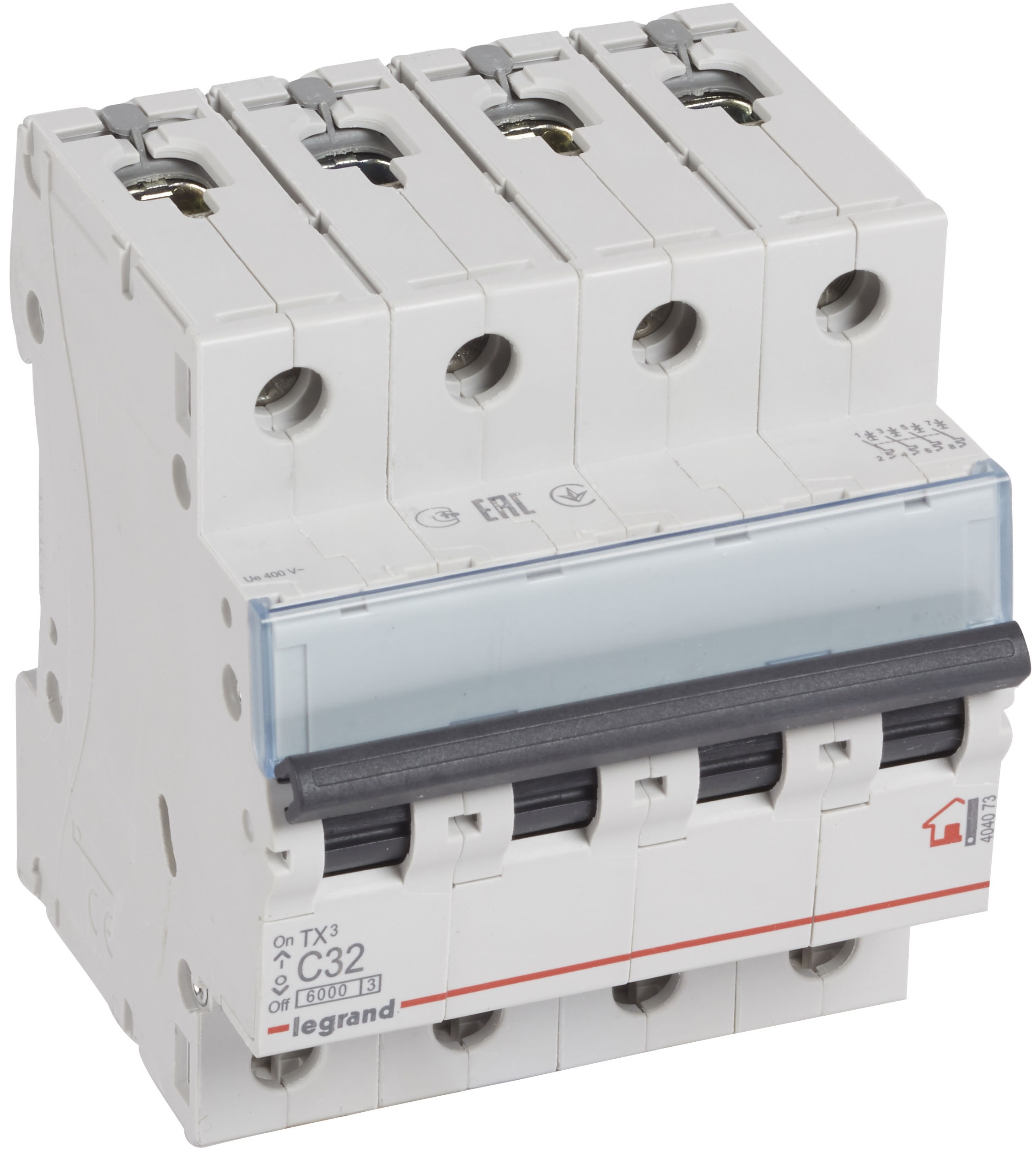 Автоматичний вимикач Legrand TX3 4P, 32A, C, 6kA (404073)