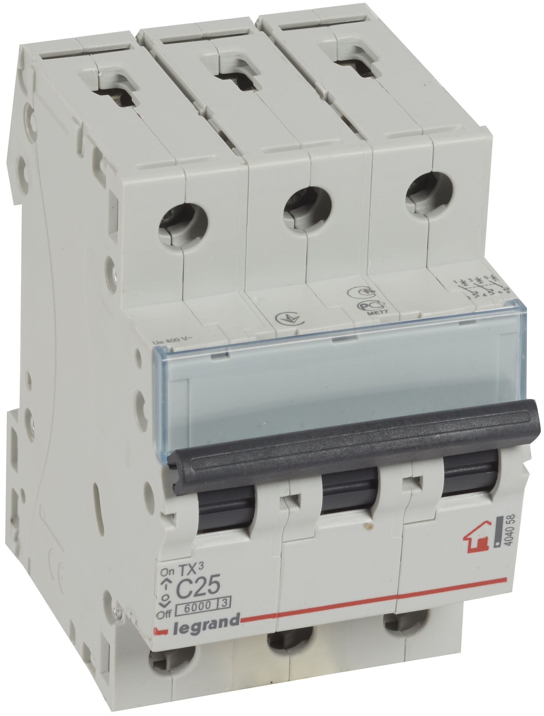 Автоматичний вимикач Legrand TX3 3P, 25A, C, 6kA (404058)