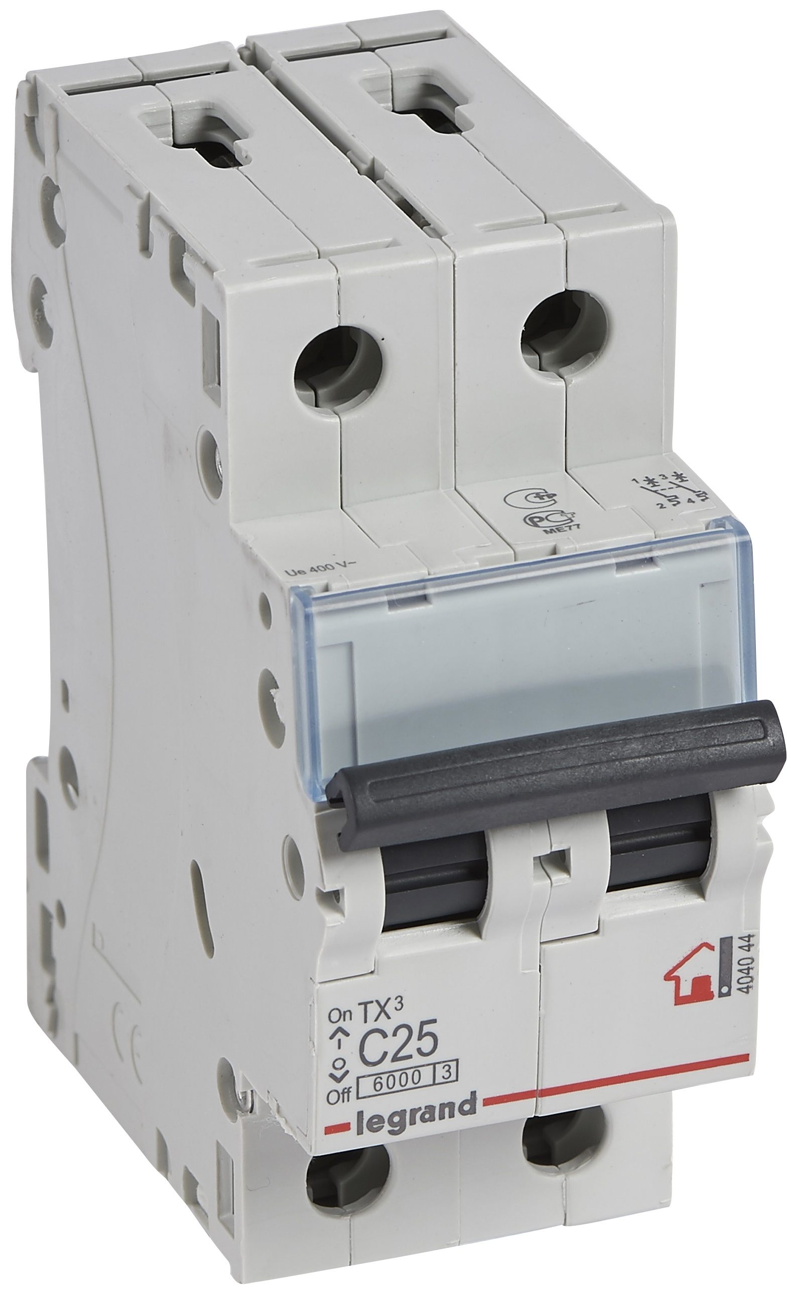 Автоматический выключатель Legrand TX3 2P, 25A, C, 6kA (404044)