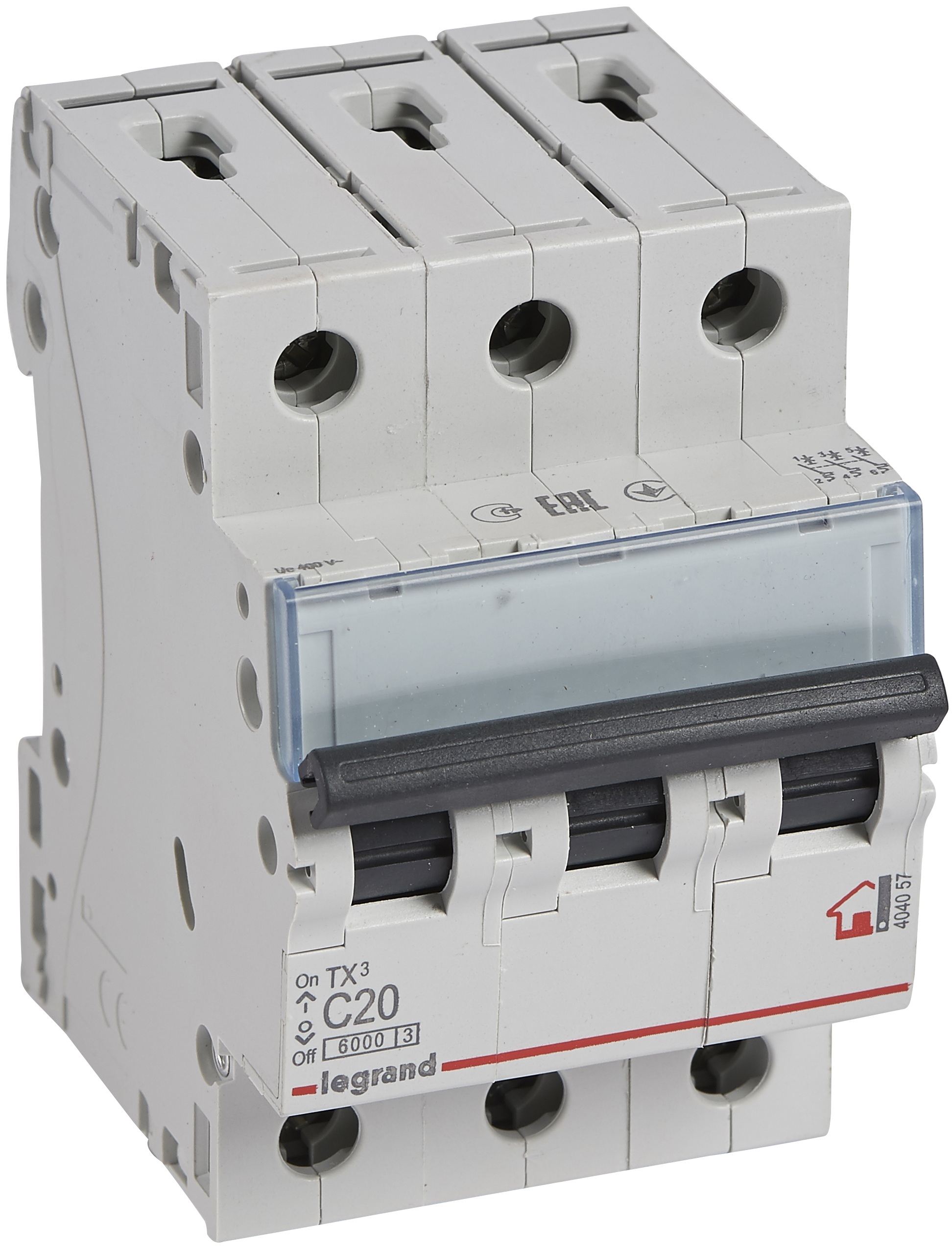 Автоматический выключатель Legrand TX3 3P, 20A, C, 6kA (404057)