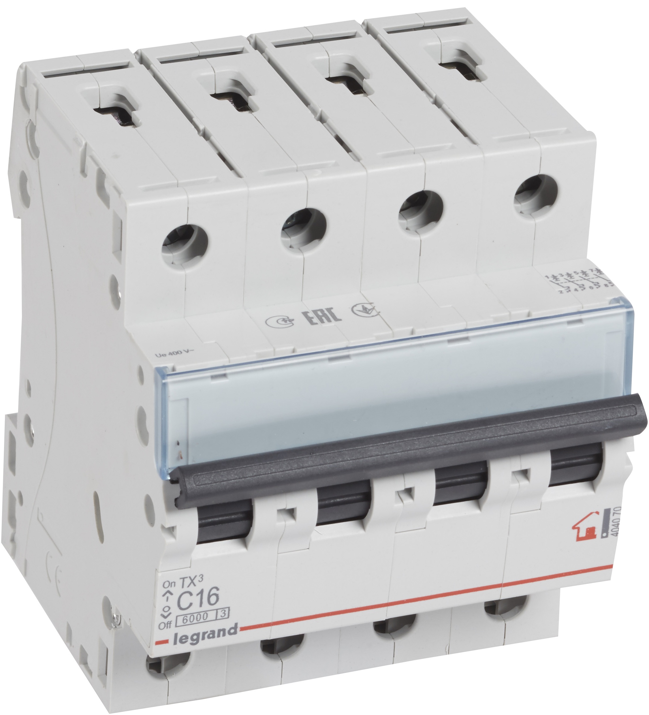 Автоматичний вимикач Legrand TX3 4P, 16A, C, 6kA (404070)