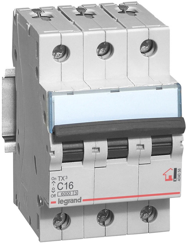 Автоматический выключатель Legrand TX3 3P, 16A, C, 6kA (404056)