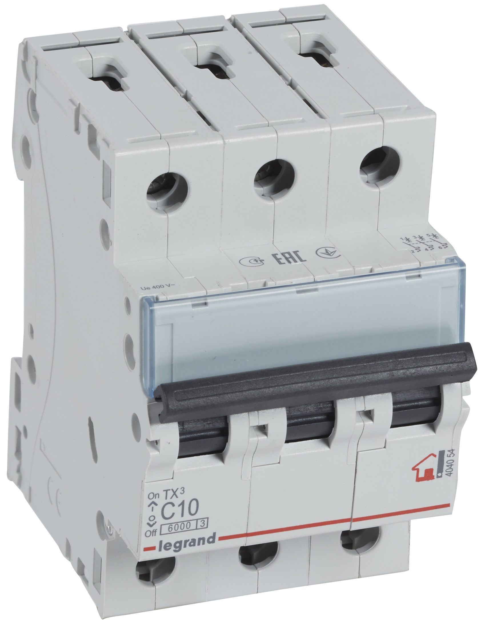Автоматический выключатель Legrand TX3 3P, 10A, C, 6kA (404054)