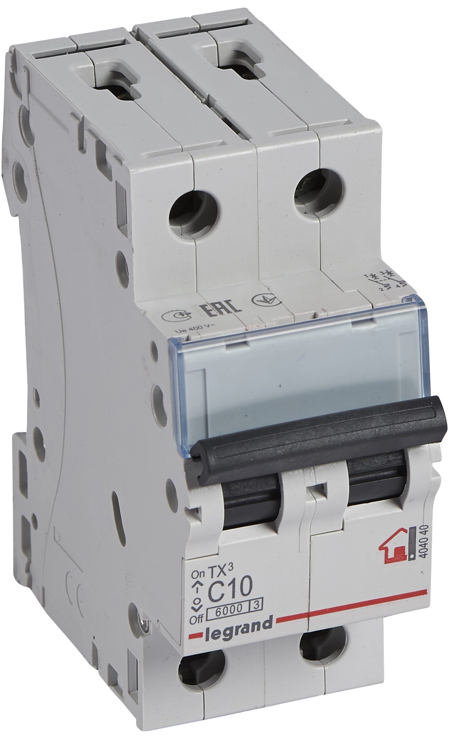 Автоматический выключатель Legrand TX3 2P, 10A, C, 6kA (404040)