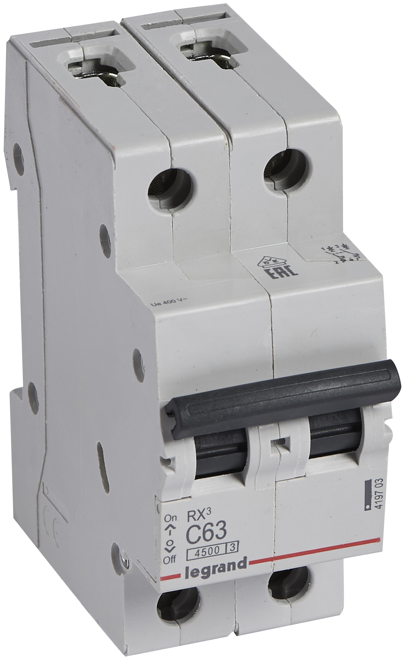 Автоматический выключатель Legrand RX3 2P, 63A, C, 4.5kA (419703)