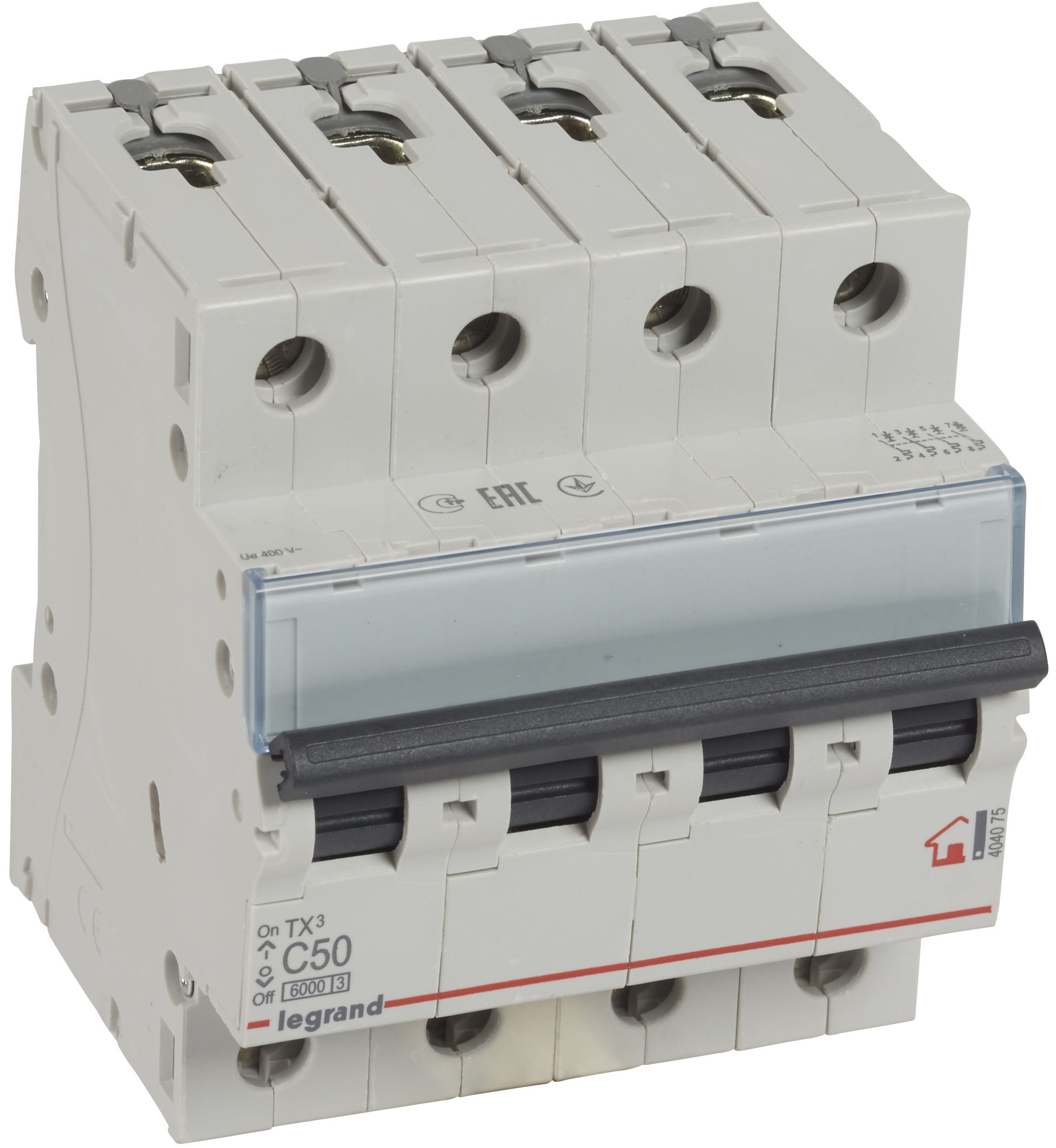 Автоматичний вимикач Legrand TX3 4P, 50A, C, 6kA (404075)