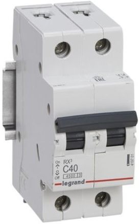 Автоматический выключатель Legrand RX3 2P, 40A, C, 4.5kA (419701)