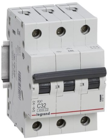 Автоматичний вимикач Legrand RX3 3P, 32A, C, 4.5kA (419711)