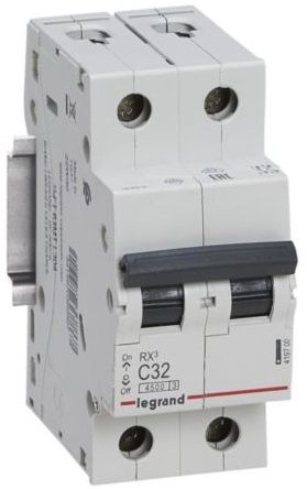 Автоматический выключатель Legrand RX3 2P, 32A, C, 4.5kA (419700)