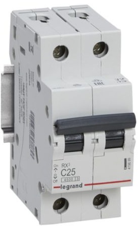 Автоматический выключатель Legrand RX3 2P, 25A, C, 4.5kA (419699)