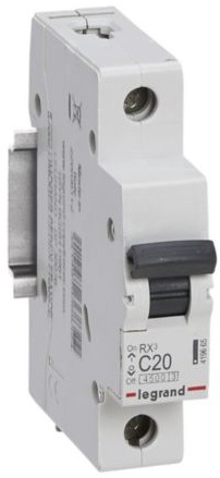 Автоматичний вимикач Legrand RX3 1P, 20A, C, 4.5kA (419665)