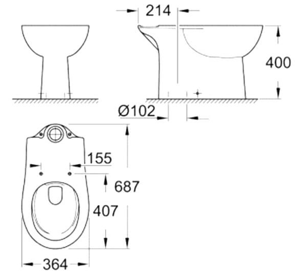 Grohe Bau Ceramic 39429000 Габаритные размеры