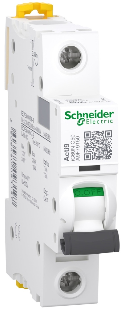 Schneider Electric Acti9 iC60N, 1P, 50A, 6kA, C (A9F79150)