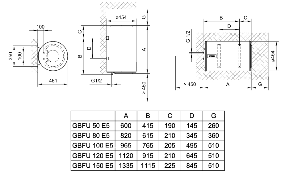 Tiki Econ ESU 50V9 Габаритные размеры