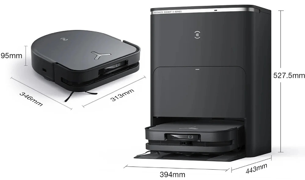 Ecovacs Deebot Ozmo X5 Pro Omni (DDX39) Black Габаритні розміри