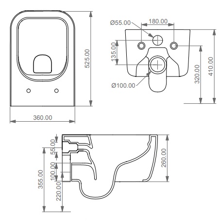 GSG Brio White (BRWCSO000) Габаритные размеры