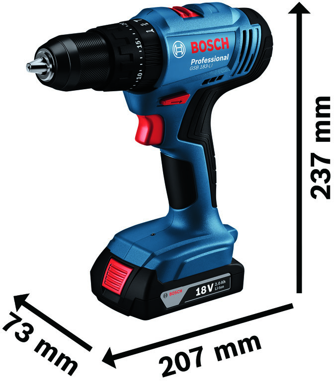 Bosch GSB 183-LI (06019K9101) Габаритные размеры
