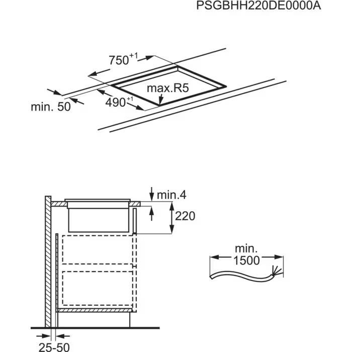 Electrolux KCC83443 Габаритные размеры