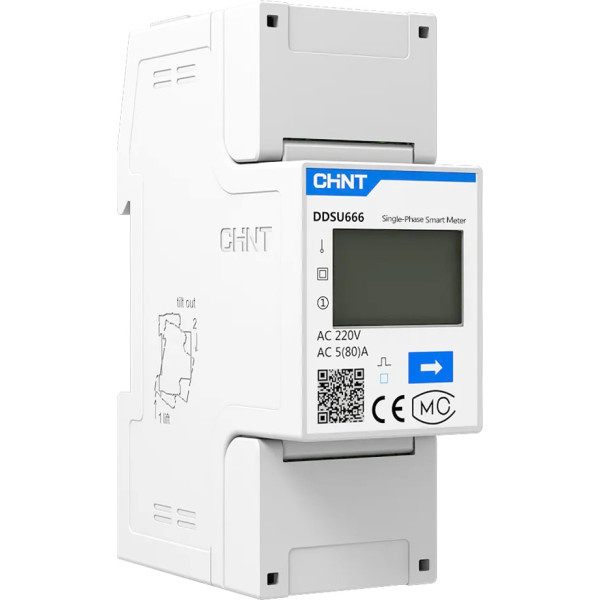 Счетчик электрический однофазный на DIN-рейке CHINT DDSU666 220/230V 5(80)A RS485 2P MID