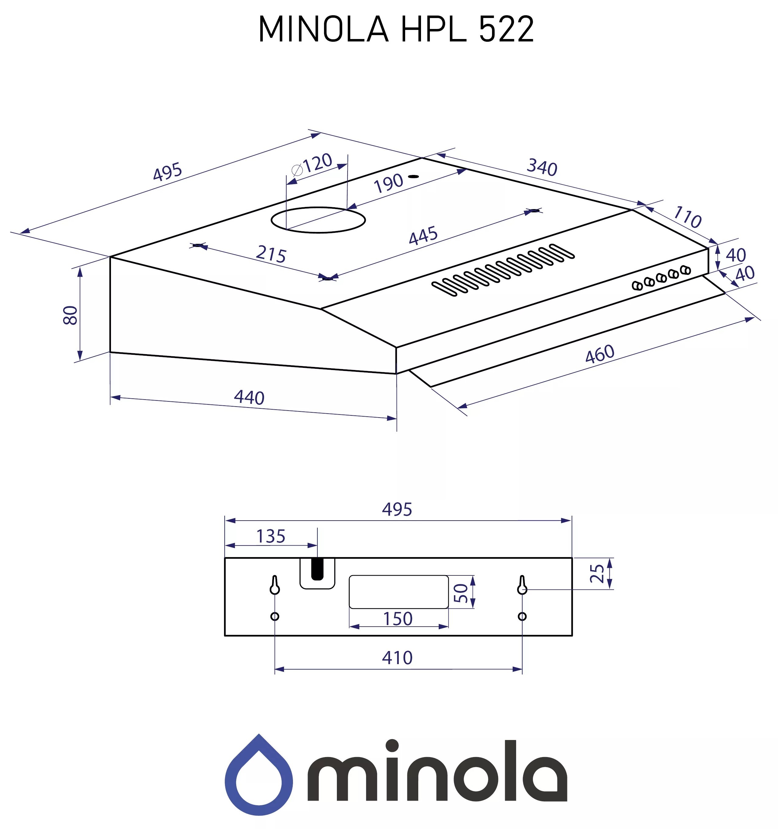 Minola HPL 522 BR Габаритные размеры