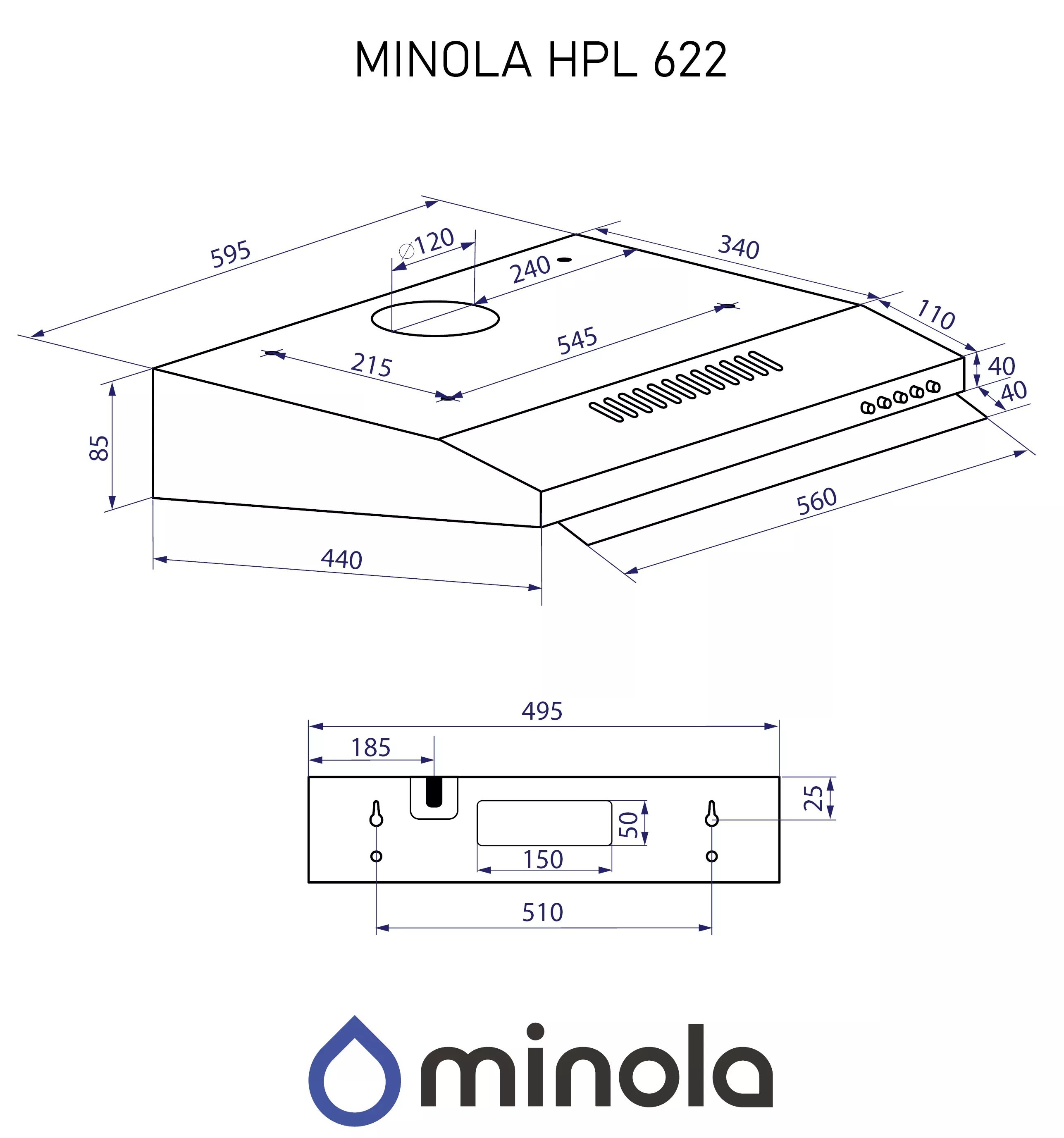 Minola HPL 622 BL Габаритные размеры