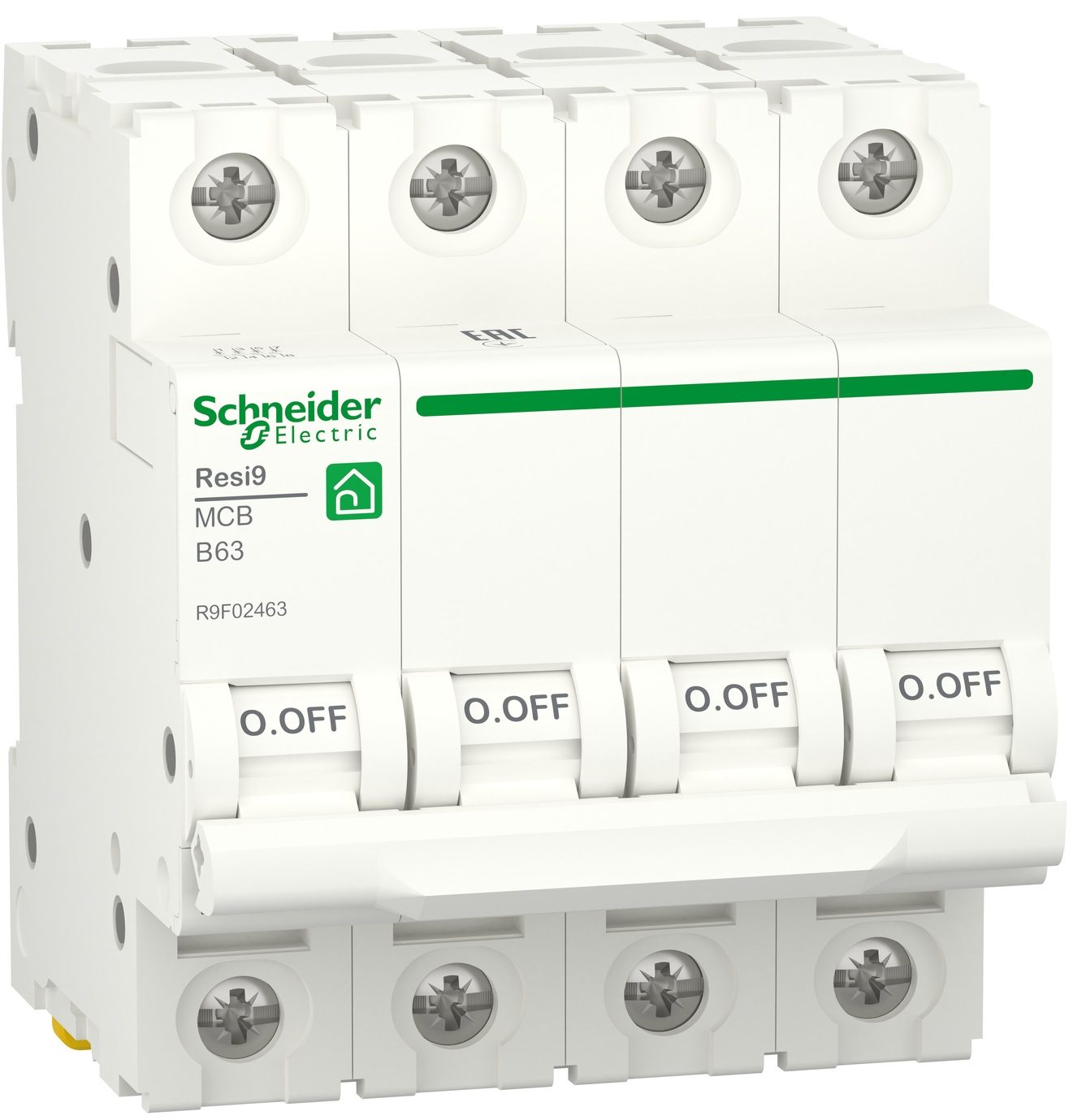 Автоматический выключатель Schneider Electric RESI9 63A, 4P, B, 6kA (R9F02463)