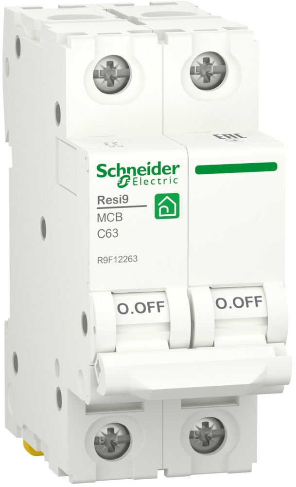 Schneider Electric RESI9 63A, 2P, C, 6kA (R9F12263)