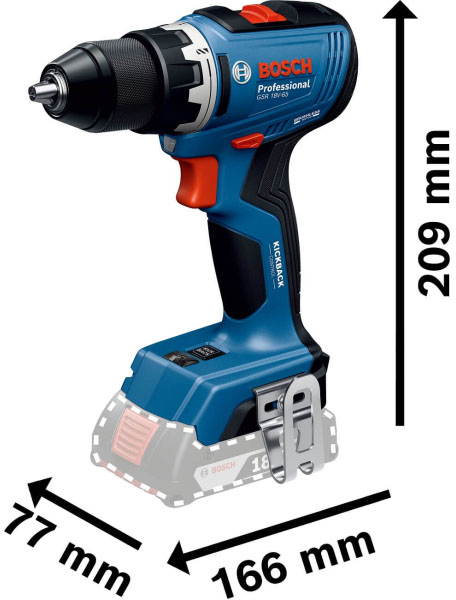 Bosch Professional GSR 18V-65 (06019N3201) Габаритные размеры