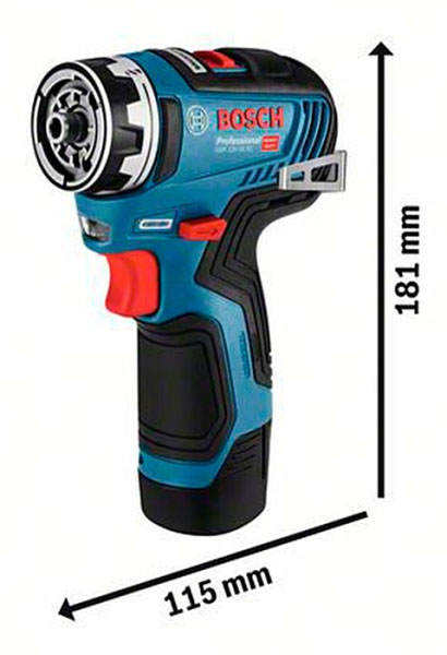 Bosch Professional GSR 12V-35 FC (06019H3003) Габаритные размеры
