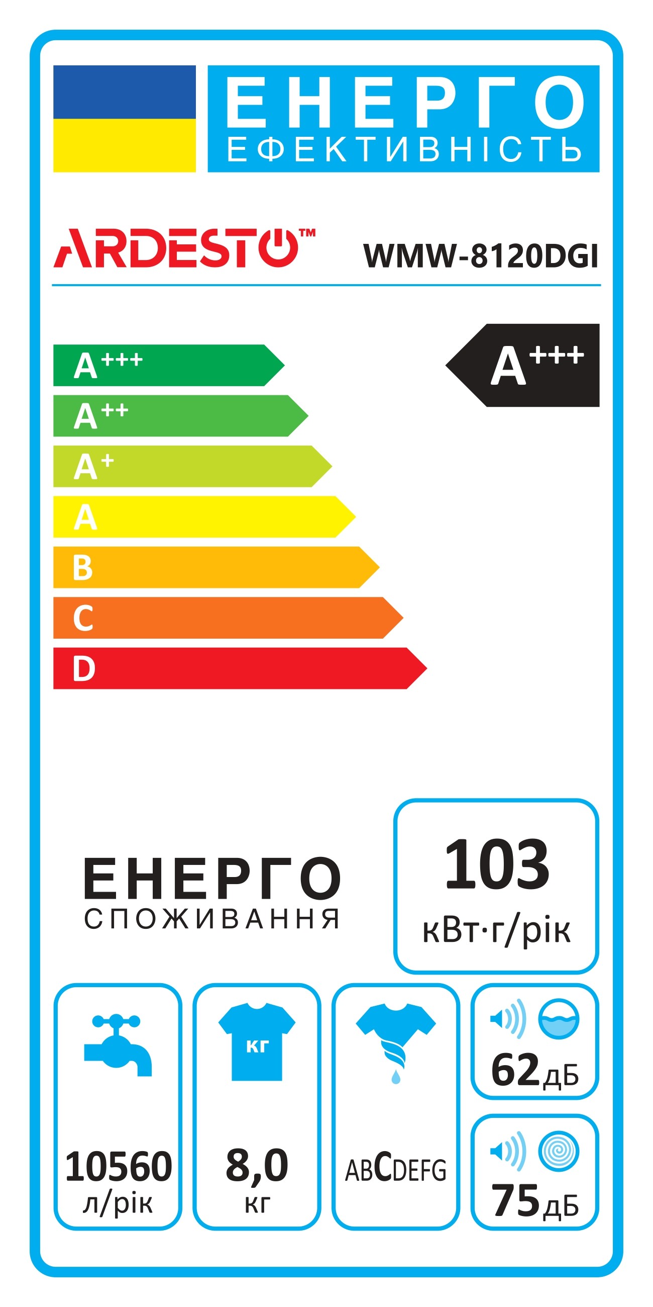 Пральна машина Ardesto WMW-8120DGI ціна 12999 грн - фотографія 2