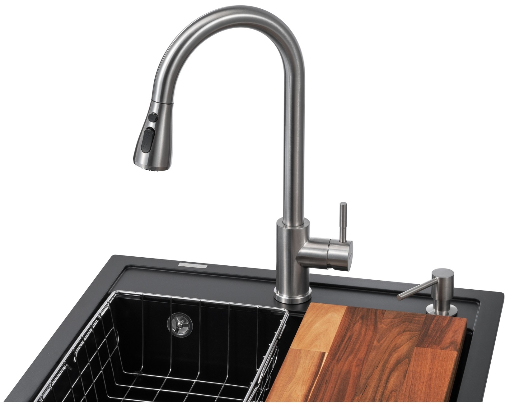 Кухонна мийка 5 в 1 Granado Basic Lerida Black shine ціна 8590 грн - фотографія 2