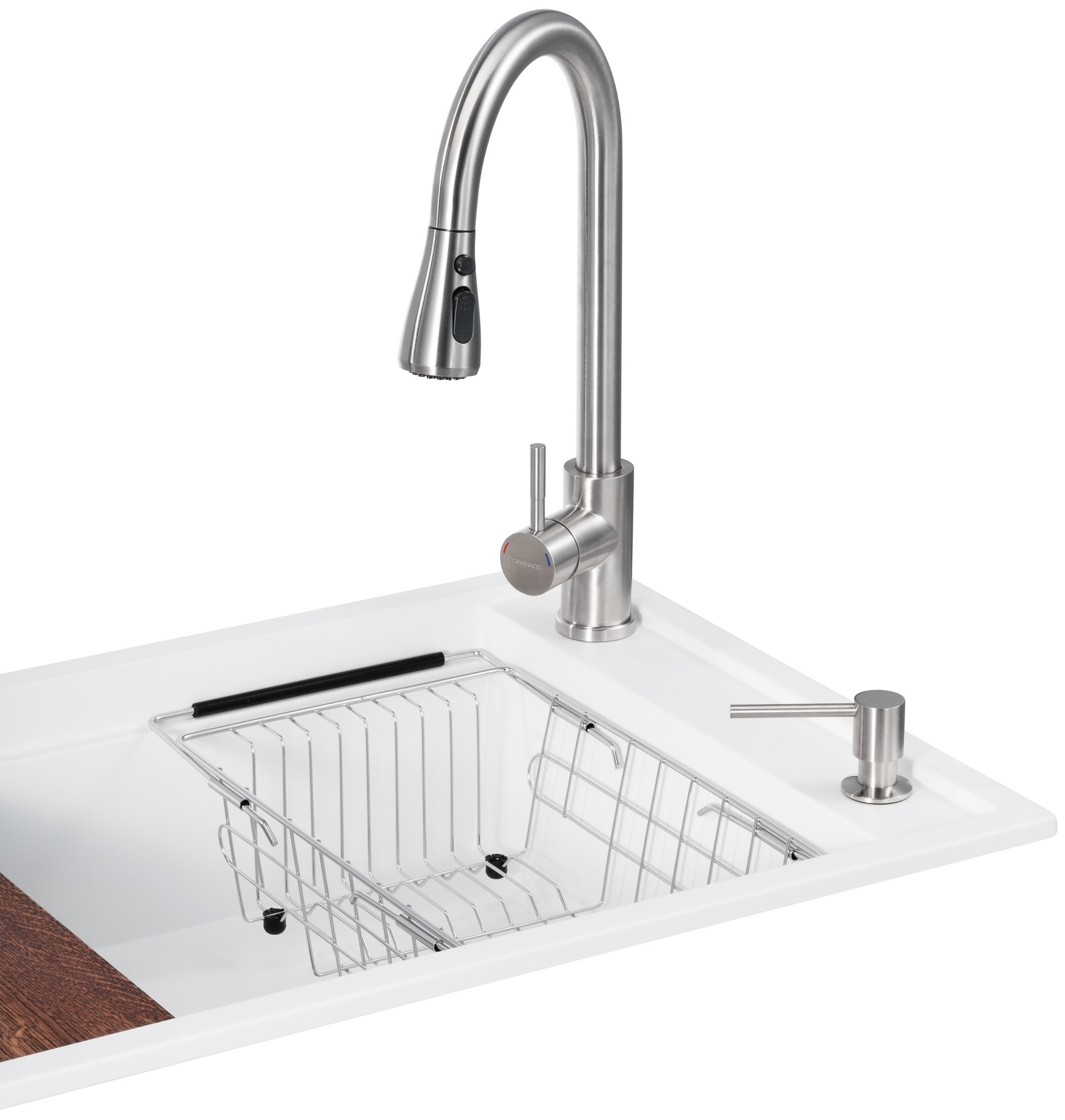 Кухонна мийка 5 в 1 Granado Basic Estella White ціна 9990 грн - фотографія 2