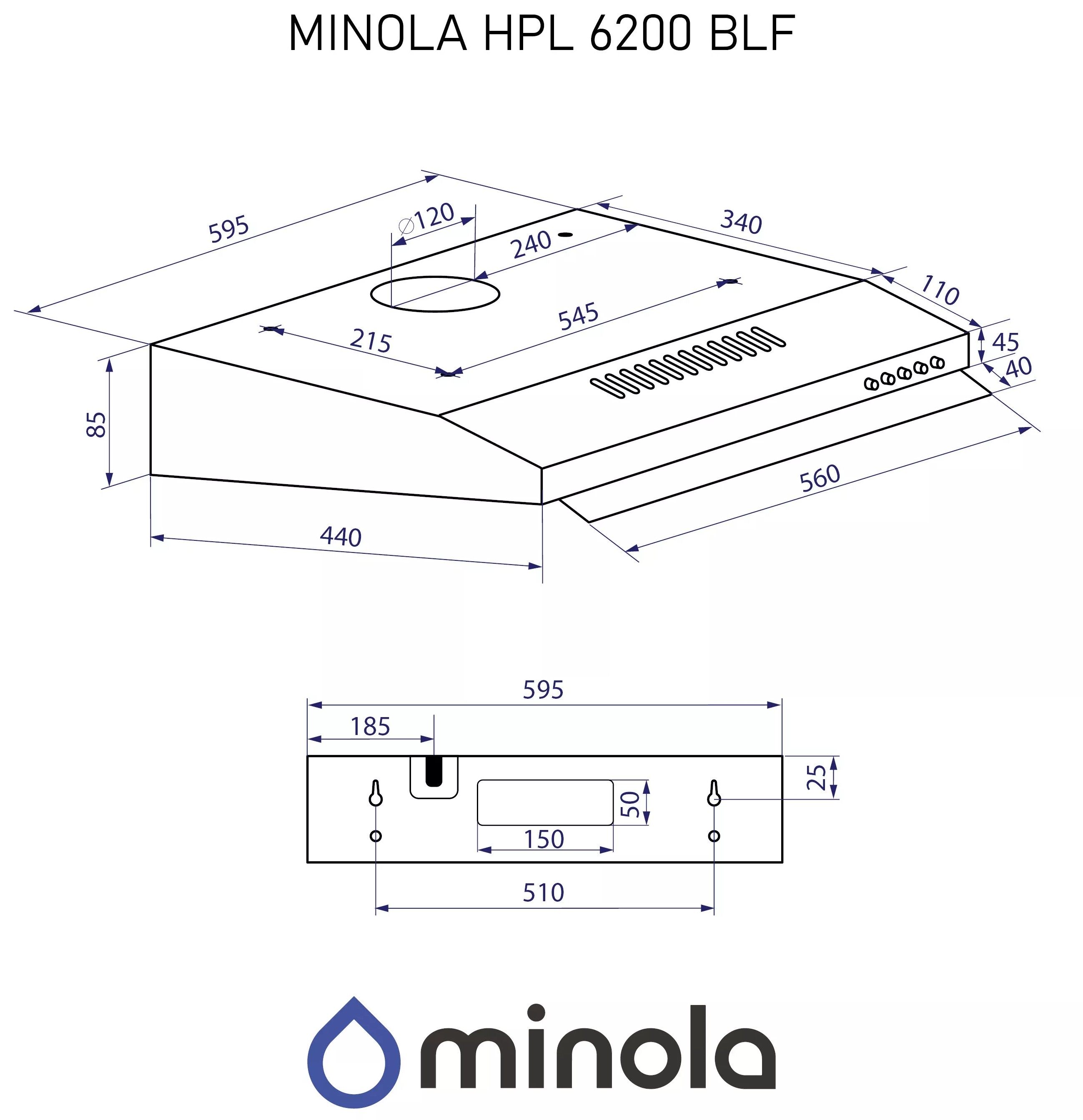 Minola HPL 6200 BLF Габаритные размеры