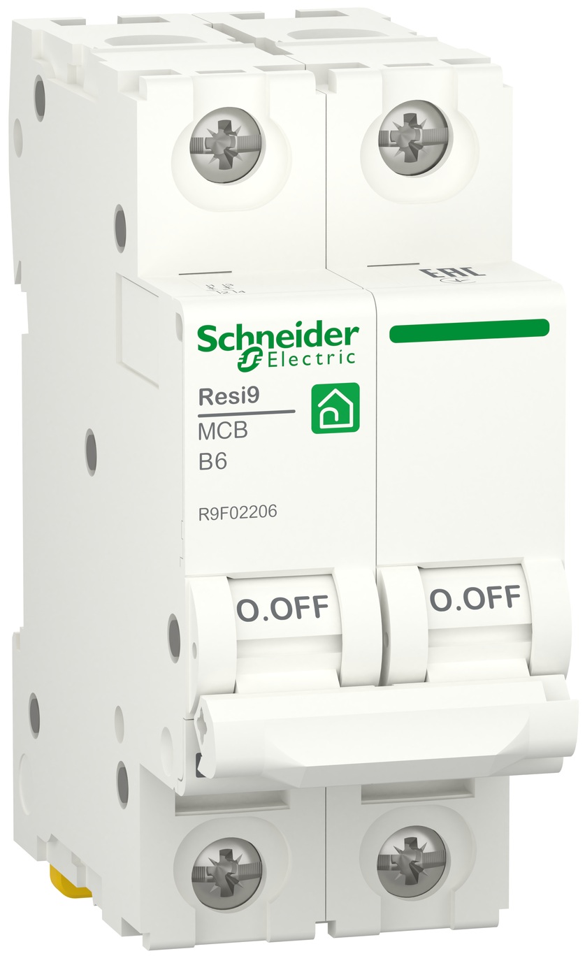 Schneider Electric RESI9 6A, 2P, B, 6kA (R9F02206)