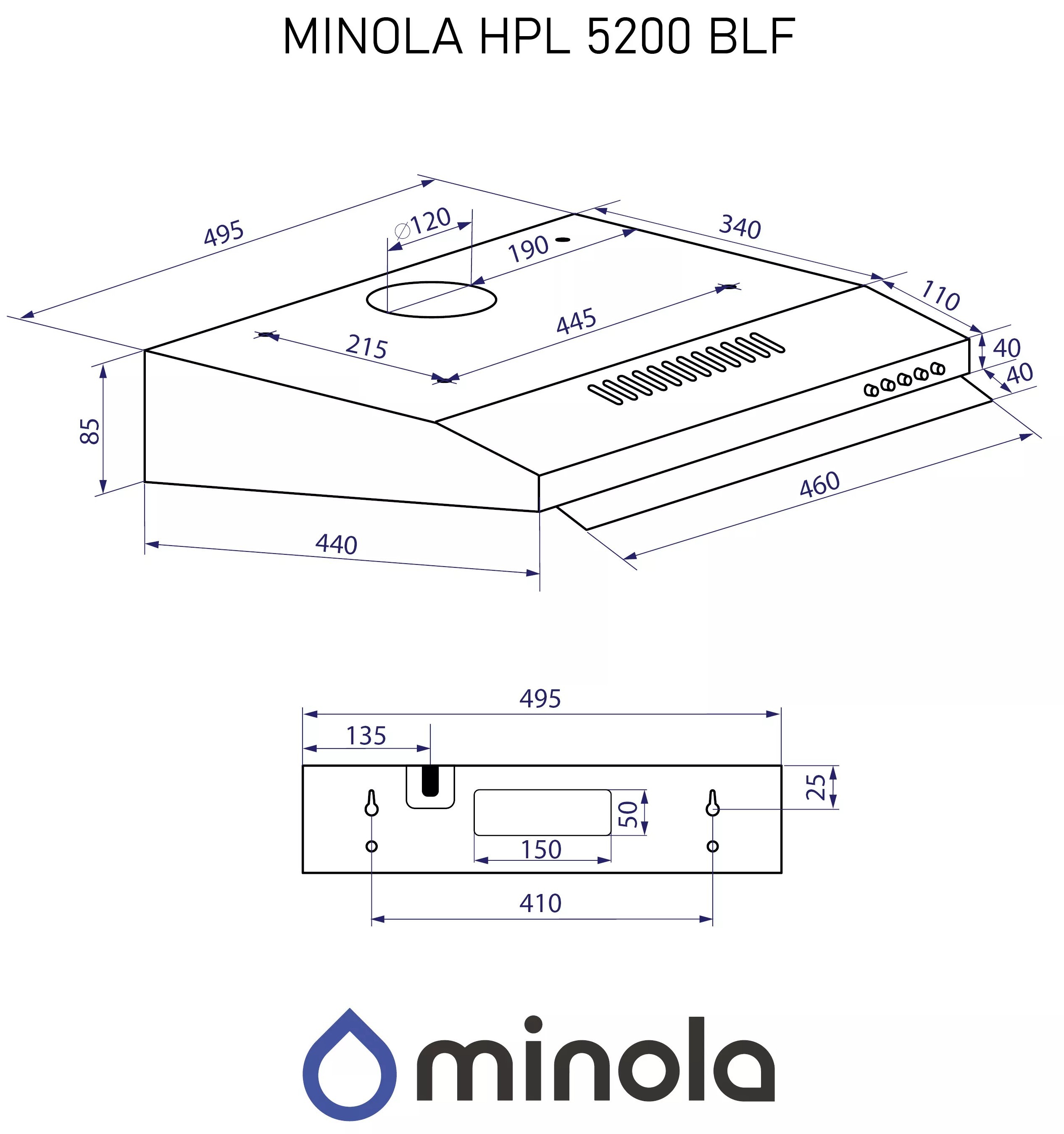 Minola HPL 5200 BLF Габаритные размеры