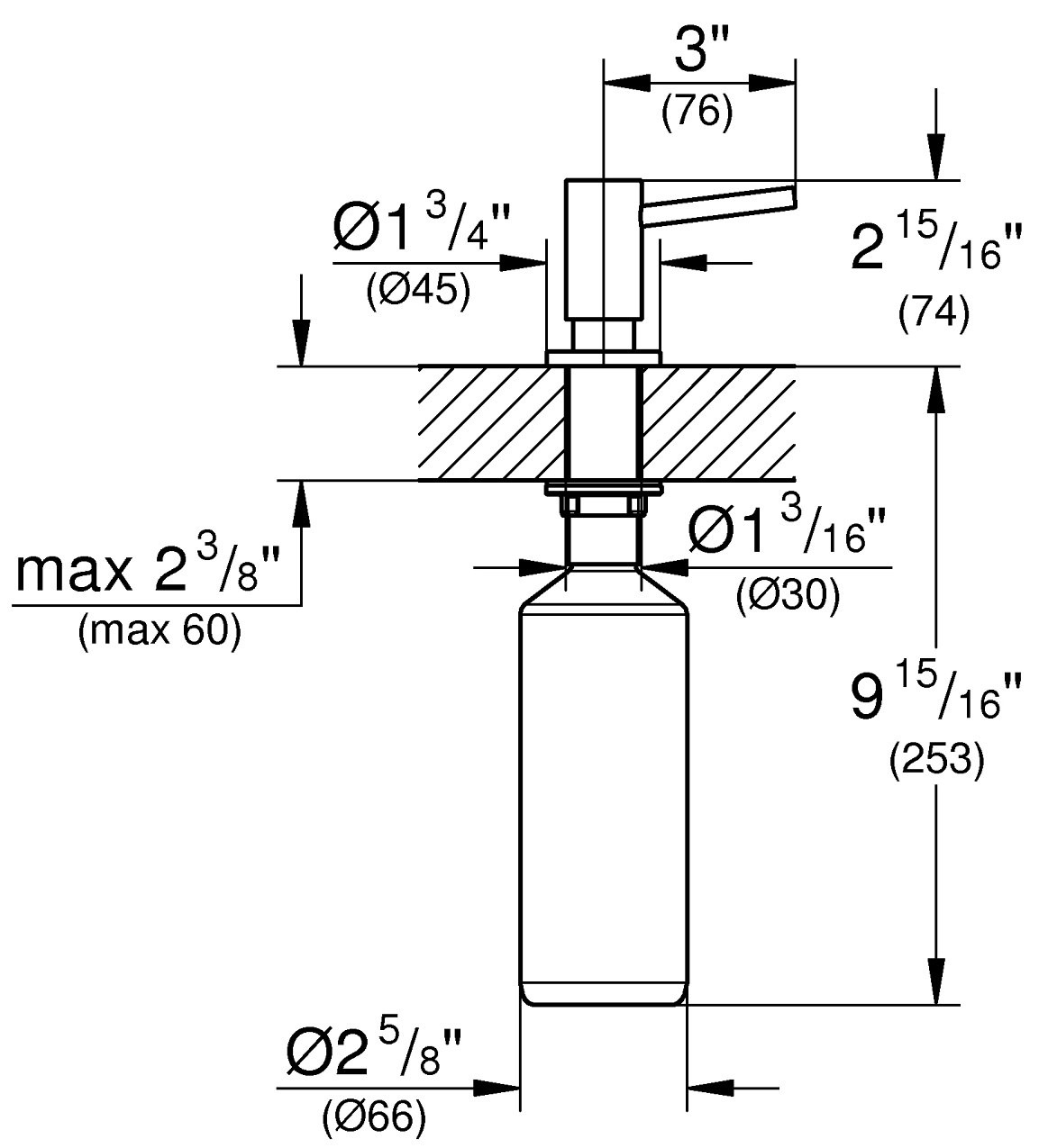 Grohe Cosmopolitan (40535A00) Габаритні розміри