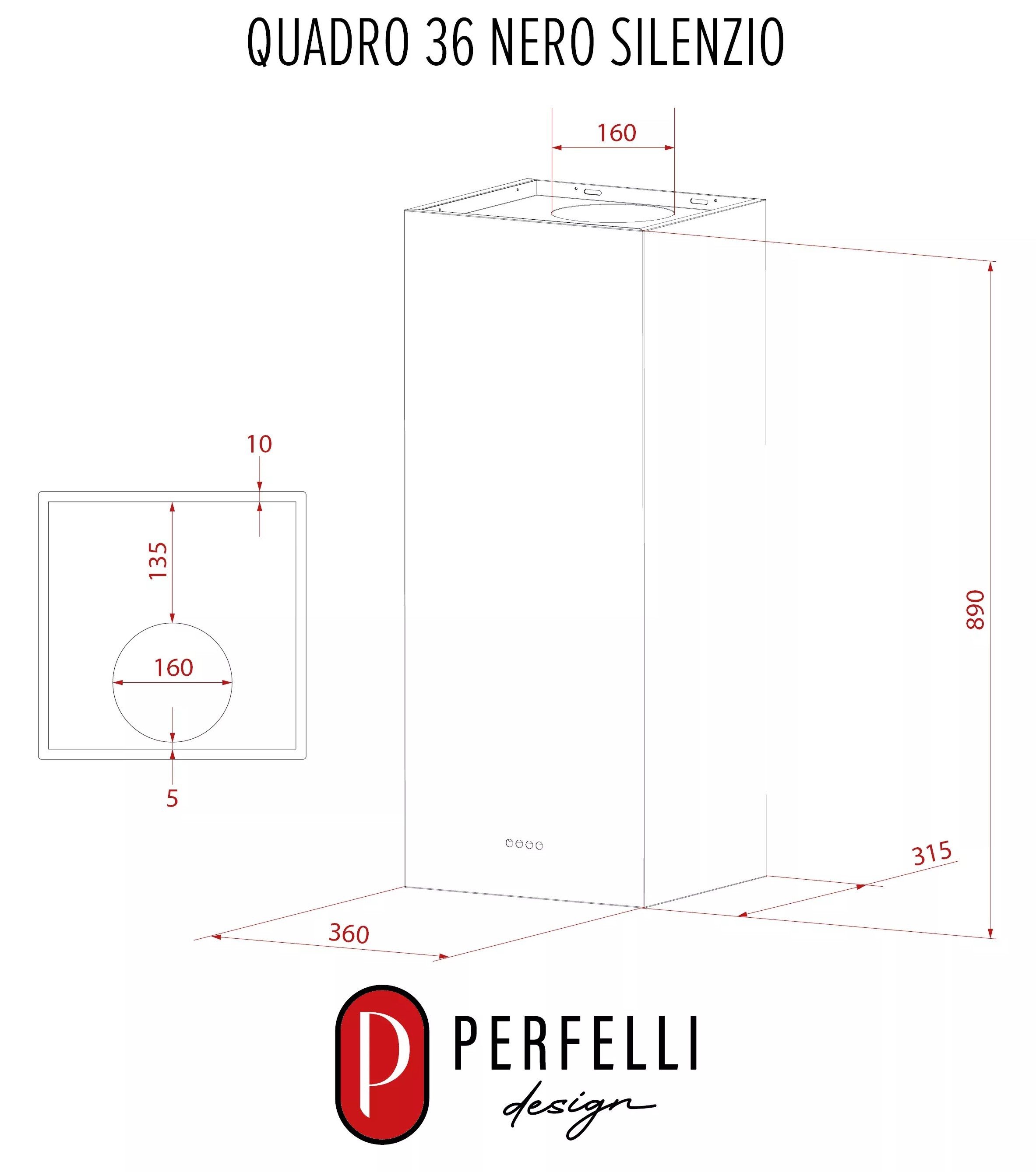 Perfelli Design Quadro 36 Nero Габаритні розміри